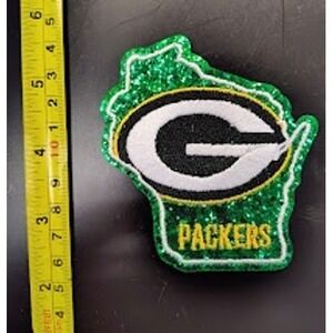 Green Bay Packers Glitter Patch Wisconsin State Iron On Embroidered NFL
